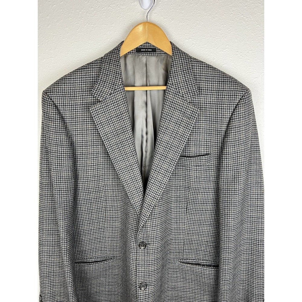 Lauren Ralph Lauren Men's Size 44L Gray Black Houndstooth 100% Wool Suit Jacket - Picture 2 of 16